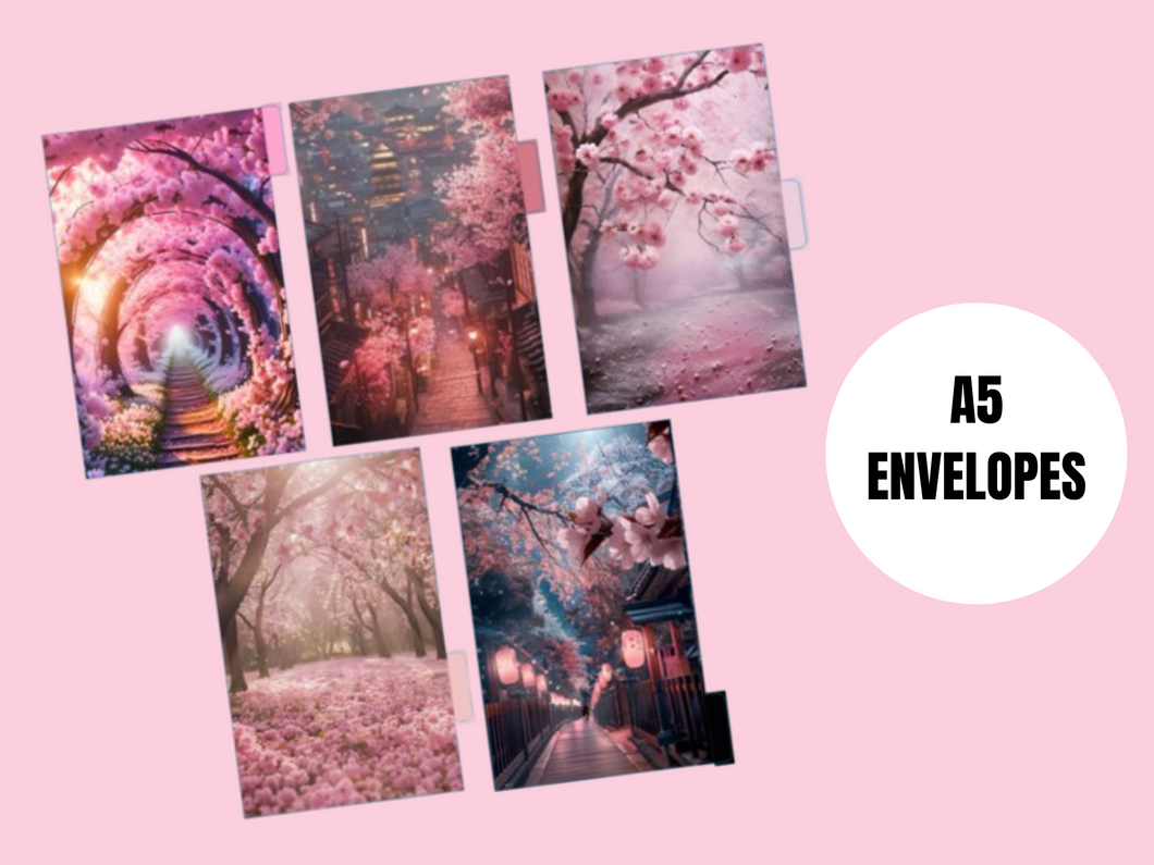 Cash Envelopes | A5 Cherry Blossom | Set of 5