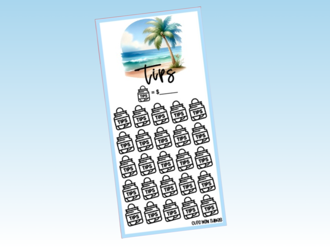Savings Insert or Cash Envelope | Beach | Tips