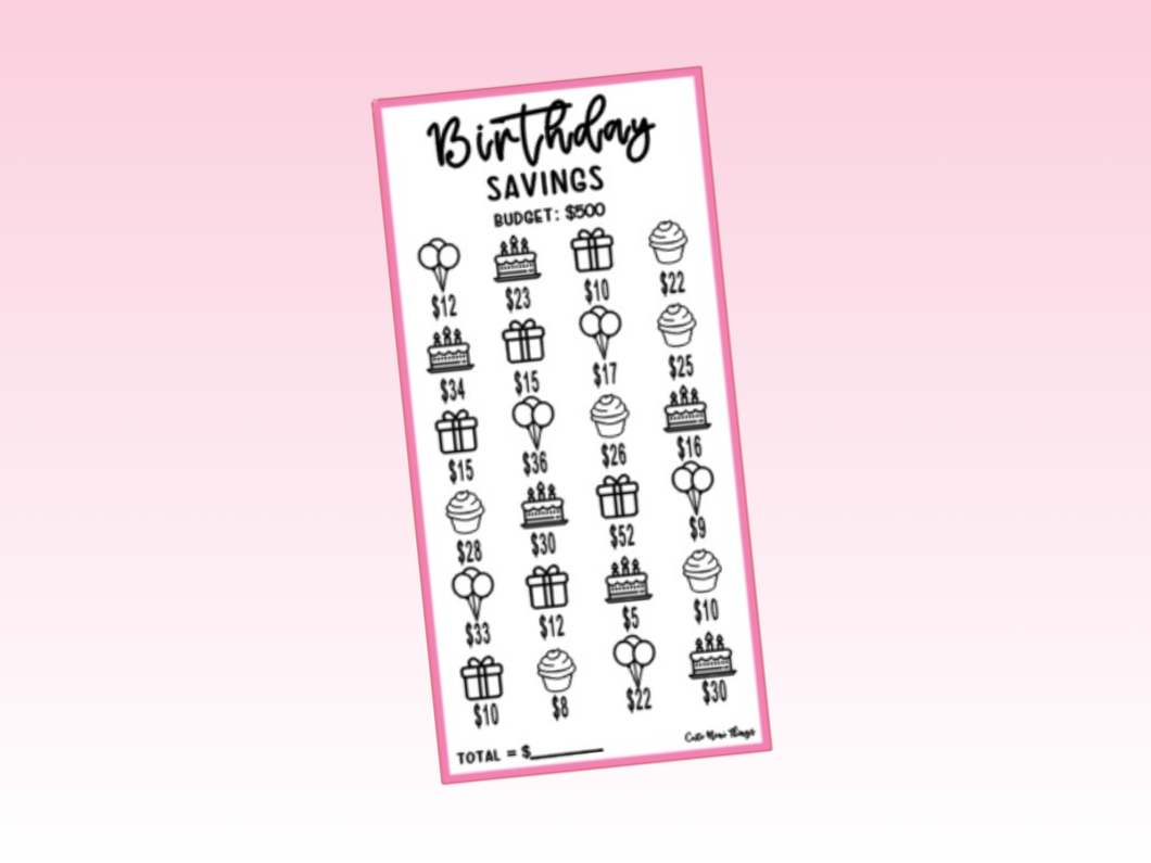 Savings Insert or Cash Envelope | Square | Birthday