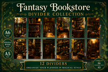 Load image into Gallery viewer, Fantasy Bookstore Theme | Monthly Dividers | A5 Rings | Set of 12 | PRE-ORDER
