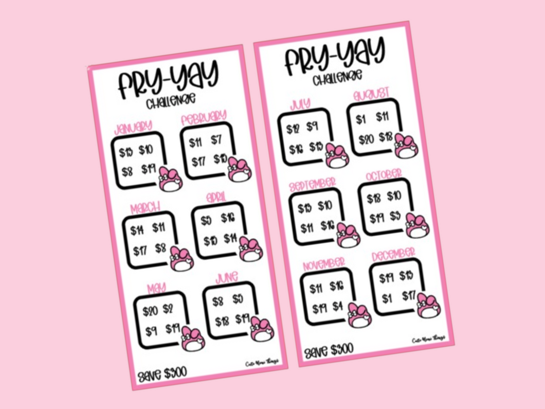 Savings Insert or Cash Envelopes | My Melody | Fry-Yay Challenge