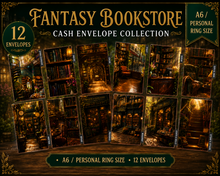 Load image into Gallery viewer, Fantasy Bookstore Theme | Cash Envelopes | A6 Rings | 12 Month Set
