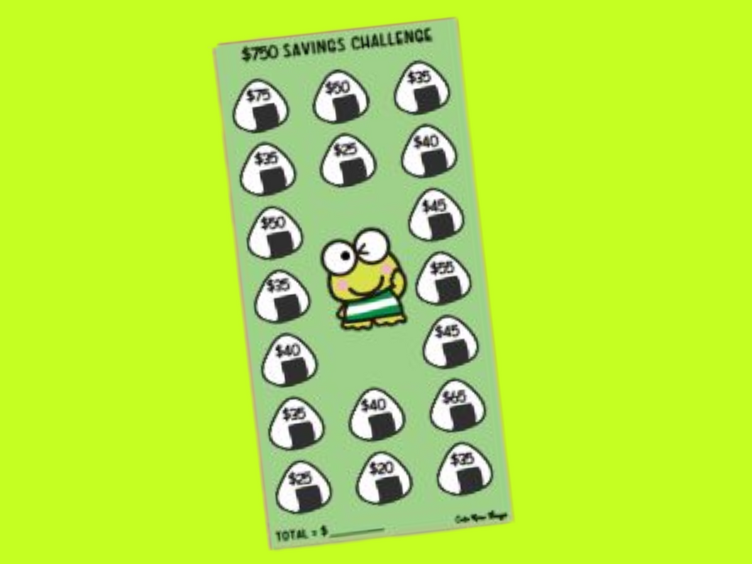 Savings Insert or Cash Envelope | Keroppi | $750 challenge